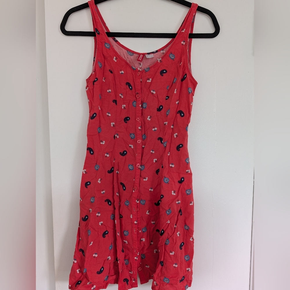 H&M Pink Paisley Button Up Dress Size M